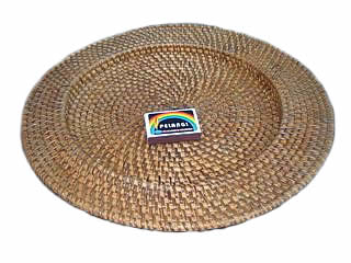 rattan tray round with lip 33cm 